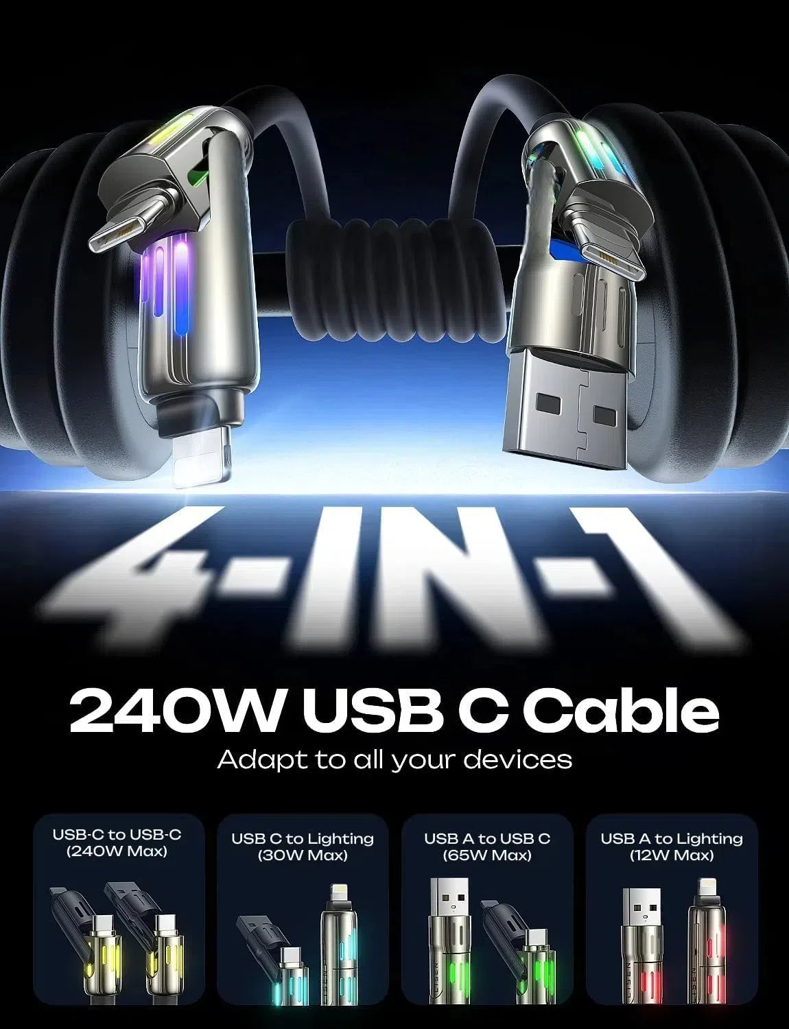 Langebot™ 240W 4-in-1 USb-C Super Cable