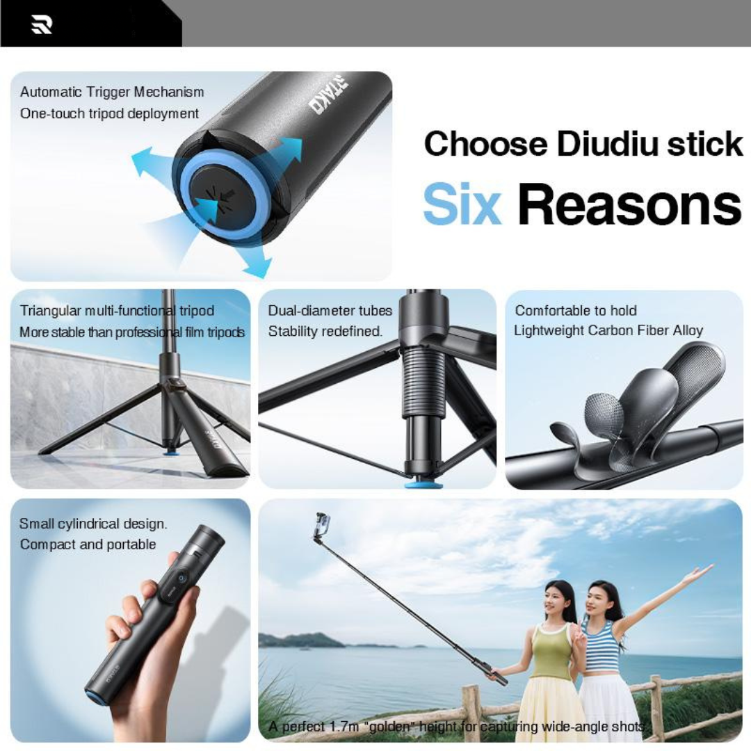 Langebot™ One-Touch Deploy Selfie Stick/ Tripod with Remote
