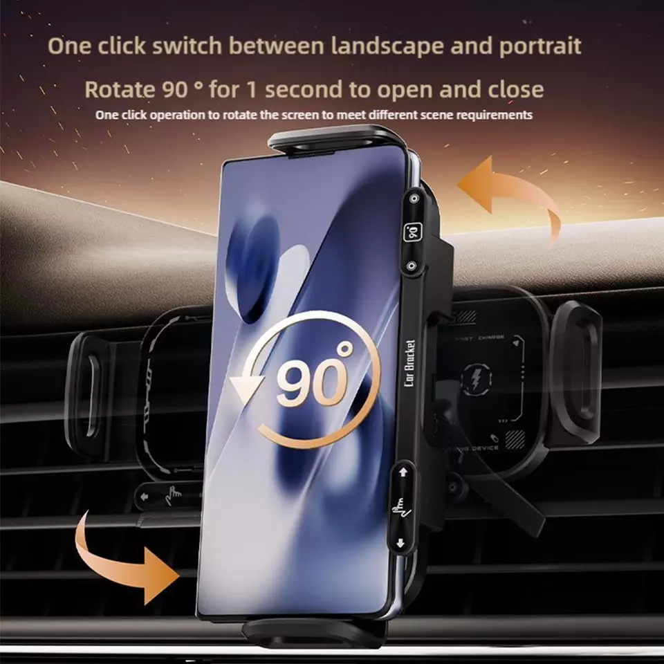 Langebot™ Smart 2-in-1 Auto-Rotating Car Phone Holder & Wireless Charger