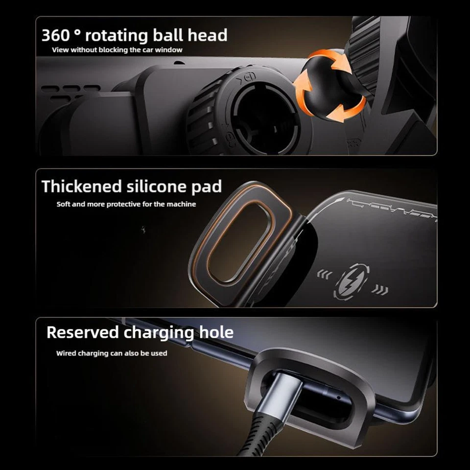 Langebot™ Smart 2-in-1 Auto-Rotating Car Phone Holder & Wireless Charger