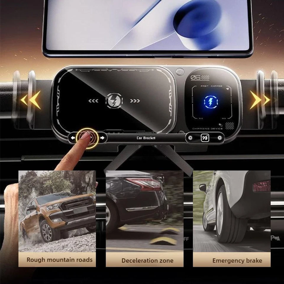 Langebot™ Smart 2-in-1 Auto-Rotating Car Phone Holder & Wireless Charger
