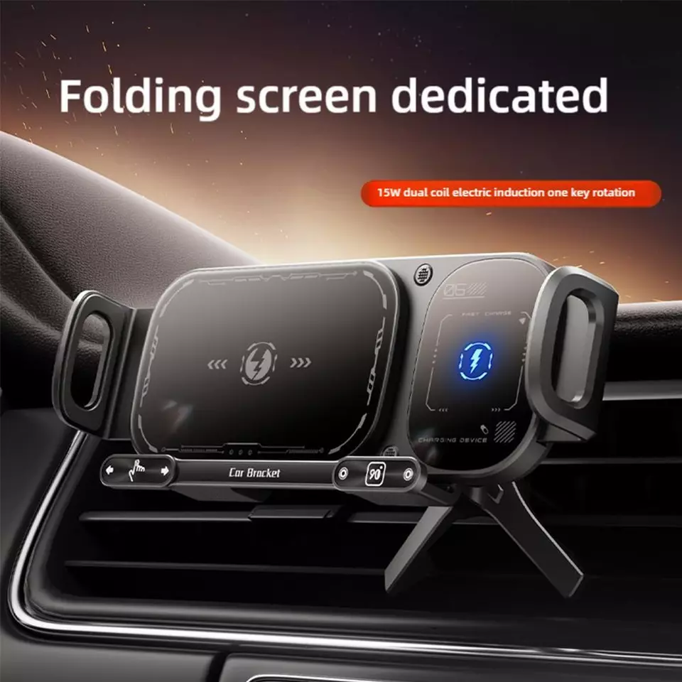 Langebot™ Smart 2-in-1 Auto-Rotating Car Phone Holder & Wireless Charger