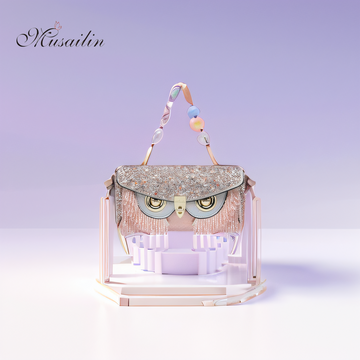 MUSAILIN Owl Handbag - Small Pink Diamond