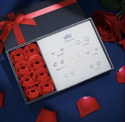 Weekly Earrings - Red Rose Gift Box