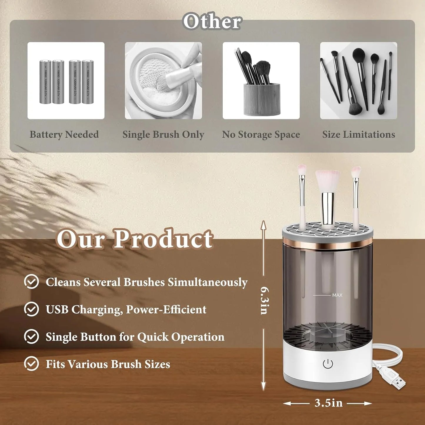 Automatic Makeup Brush Cleaner
